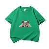 Kids Cotton T Shirt Peeking British Blue Cat Pattern Print Crew Neck Short Sleeve Tee Casual Breathable Boys Girls Summer Tops