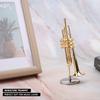 Miniature Trumpet Replica with Stand and Case Gold Plated Instrument Model Musical Ornaments