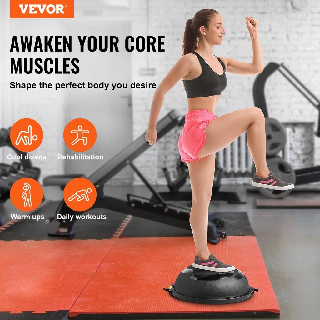 26" Half Exercise Ball Trainer Yoga Balance Stability Ball Resistance Band