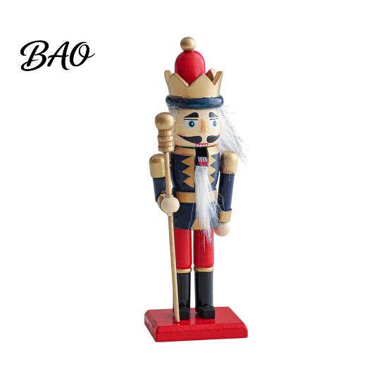 Solid Wood Holiday Gift Wooden Nutcracker Soldier Figurine, Handcrafted Christmas Tabletop Ornament Handmade Festive for Desk And Bookshelf