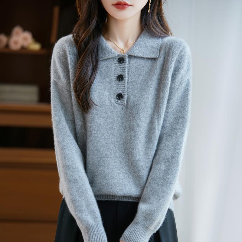 Women's cashmere sweater Qinghe cashmere 30% cashmere 70% wool autumn and winter pullover warm and fashionable