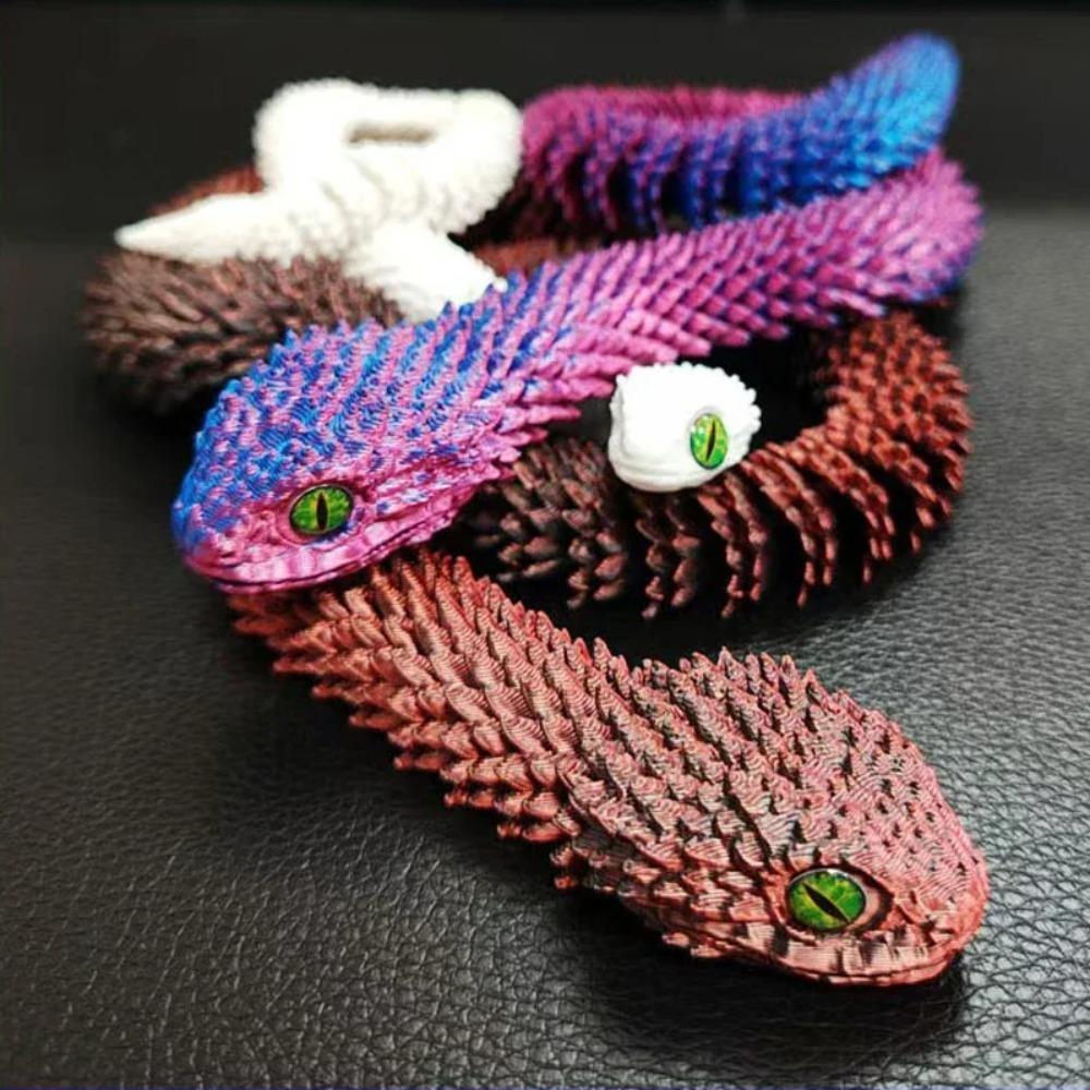 Wąż Drukowany 3D z Ruchomymi Stawami Zabawka Fidget Figurka Symulacja Węża Ornament na Biurko Biurowe Prezenty Rękodzieło Figurki Miniatury