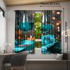 2pcs, Romantic Blue Rose And Kitchen Curtain for Home Decor, Rod Pocket Window Treatment, for Bedroom, Office, Kitchen, Living