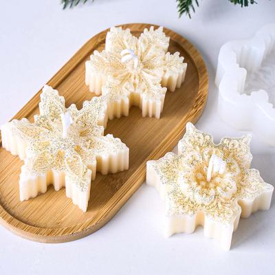 Snowflake Relief Silicone Candle Mold DIY Christmas Ornament Scented Candles Soap Molds Plaster Resin Crafts Making Home Decor