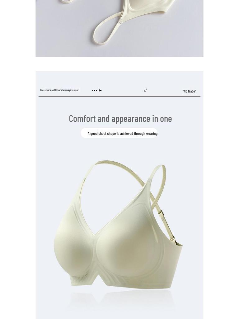 Thin Strap Crossover Backless Push-Up Bra for Small Busts - Seamless, Wirefree, Anti-Sagging, Thin Cup Bra for Women.