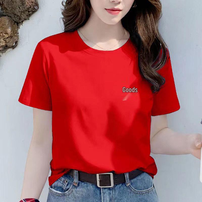 Women's Black Pure Cotton Plus Size Round Neck Short Sleeve T-shirt - 2025 Summer Versatile Loose Fit