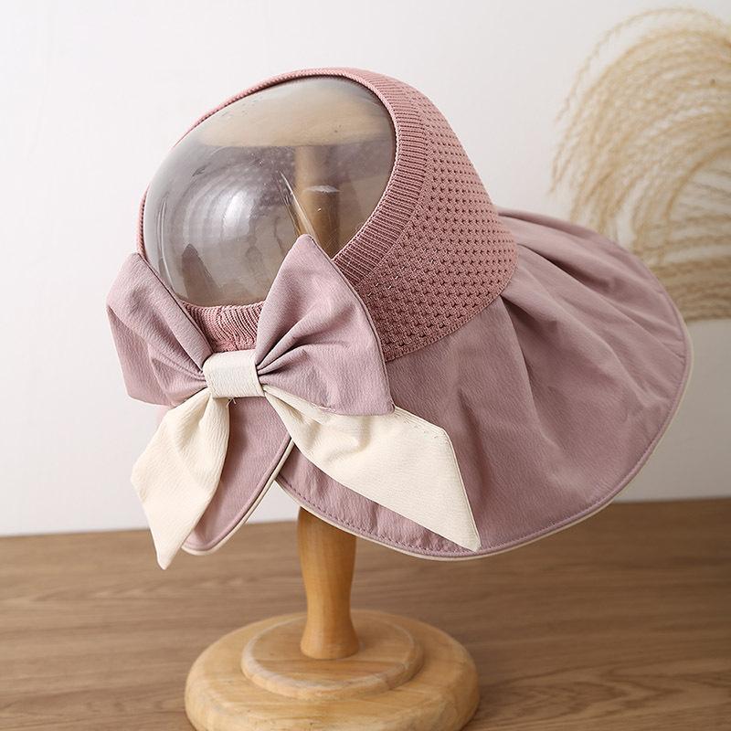 Pălărie de soare pentru femei, pălărie bucket de vară cu fundă, protecție solară, modă, bor mare, acoperire pentru față, pălărie de soare cu calotă deschisă