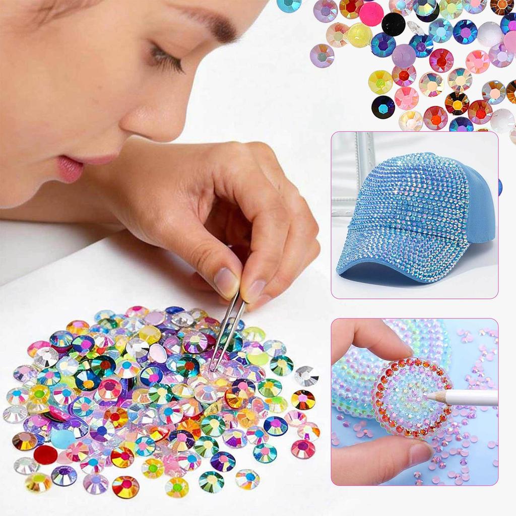 Sparkling Resin Diamonds 6mm Round Flat Back Rhinestones Resin Texture Suitable for Nail Art Crafting and Cosplaying