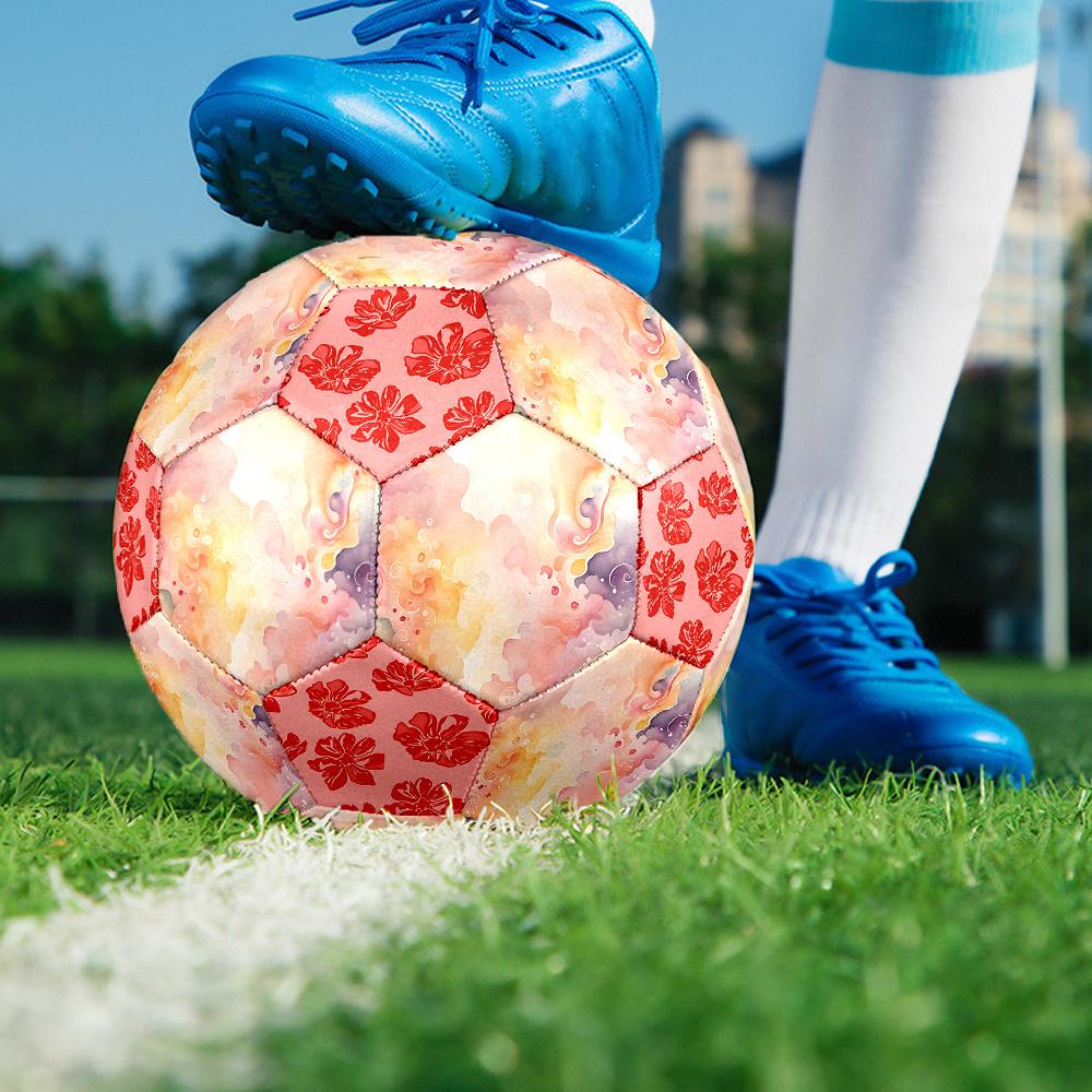 1PC Abstract Watercolor Flow Floral Soccer Ball Size 5 Football Machine Sewn Indoor/Outdoor Universal Football A65