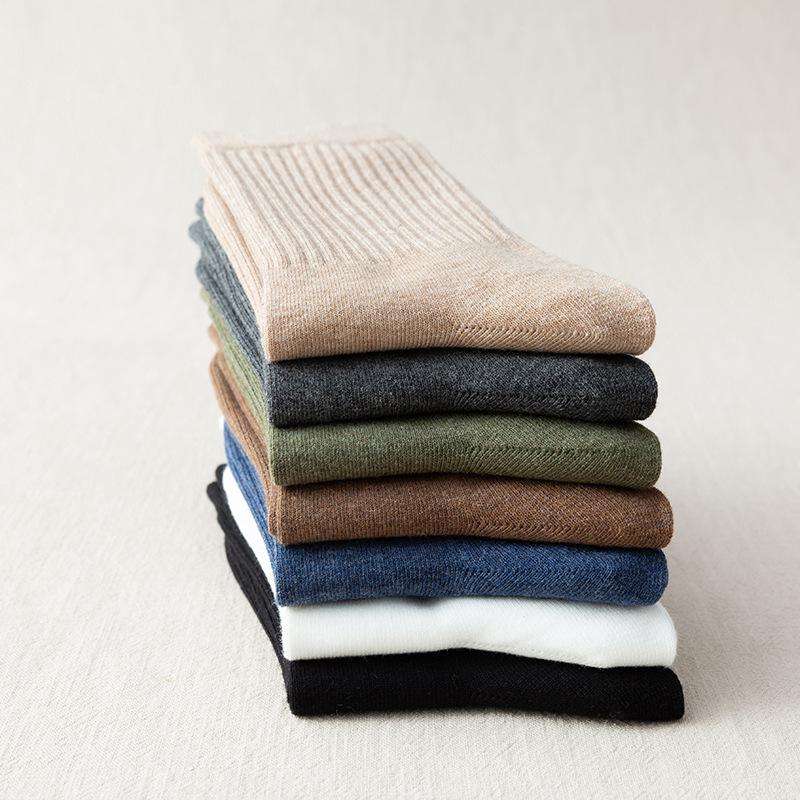 Socks Men'S Medium Tube Socks Spring And Autumn Men'S Socks Solid Color Cotton Socks Men'S Classic Sports And Leisure Business Socks Stockings