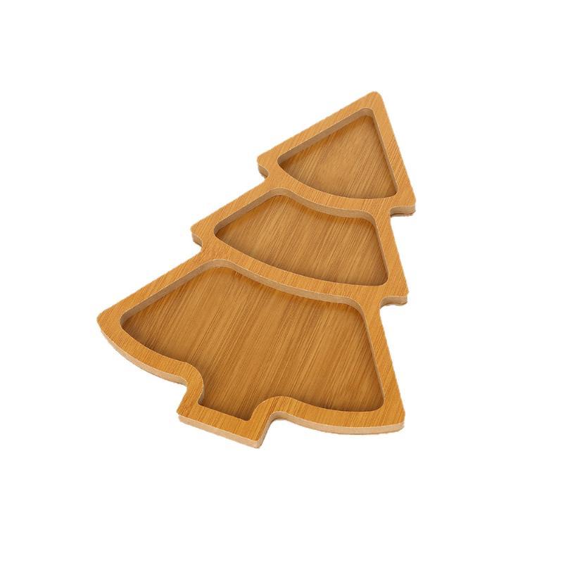 Weihnachtsbaumförmiges Wohnzimmer Süßigkeiten Snacks Nüsse Samen Trockenfrüchte Holzplatte Geschirr Schüssel Frühstücksteller Tablett Tischgeschirr