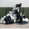 Metal Silver Black And White Birthday Latex Balloon Chain Set Arch Balloon Set Combination Wedding Party