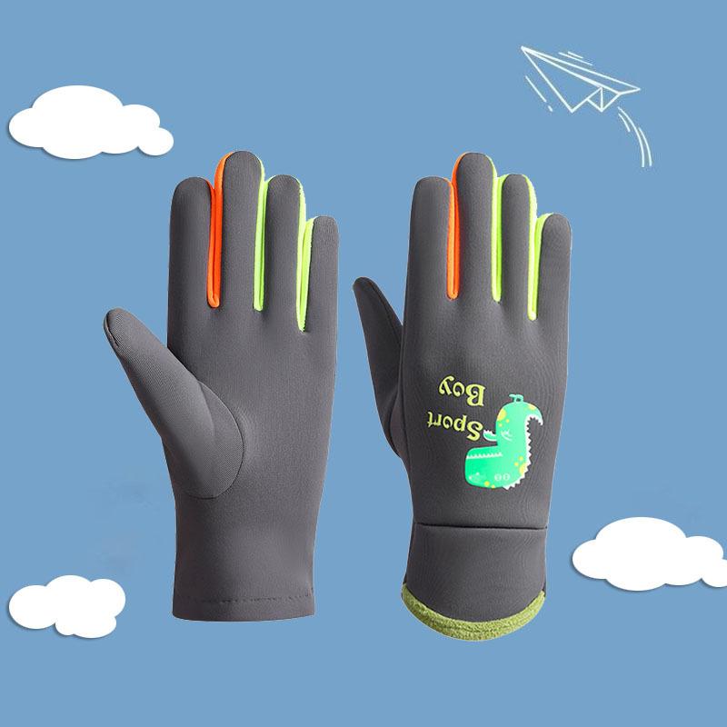Winter Children's Gloves Cartoon Dinosaur Fluorescence Cycling Kids Warm Sports Skiing Windproof Waterproof Boys Girls Gloves