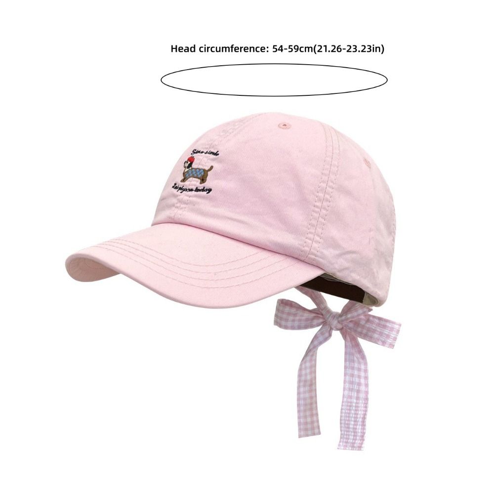 New Breathable Baseball Cap Embroidered Dog Sun Protection Duckbill Hat Korean Style Bow Tie Sun Hat Spring/Summer Caps