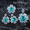 Königlicher Stil Smaragd Halskette Strapazierfähig Importierter Hochkohlenstoff-Diamant Blumiger Anhänger Schmuckset für Damen