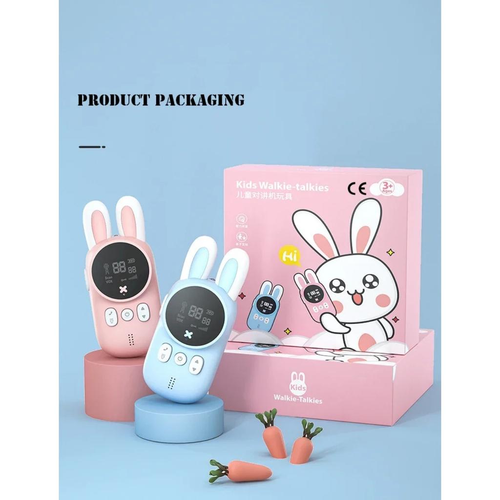 2PCS Kids Walkie Talkie Mini Phone Call Cartoon Children Talkie Walkie Toys 3KM Range UHF Interphone Radio Boys Girls Gifts