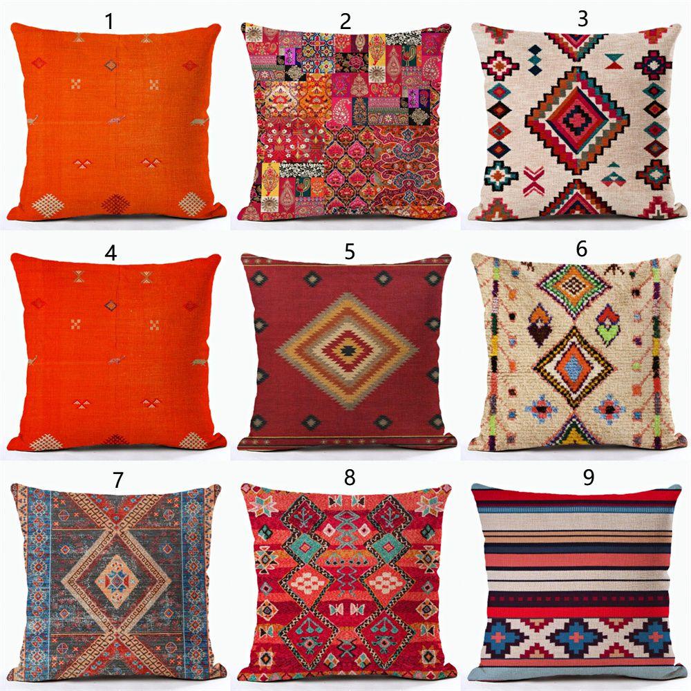 Sofa Living Room Linen Farmhouse Style Bedroom Pillow Cover Pillow Case Bohemian Ethnic Style