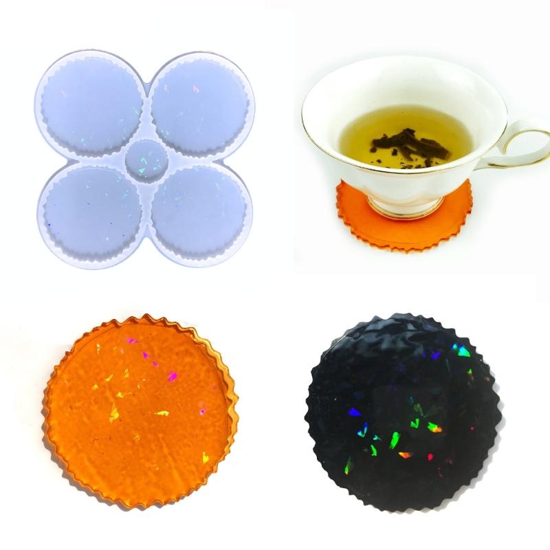 Diy Handmade Mold Coffee Coaster Light Shadow for Creative Silicone Mold Crystal Round Placemat Mold for Diy Crafts