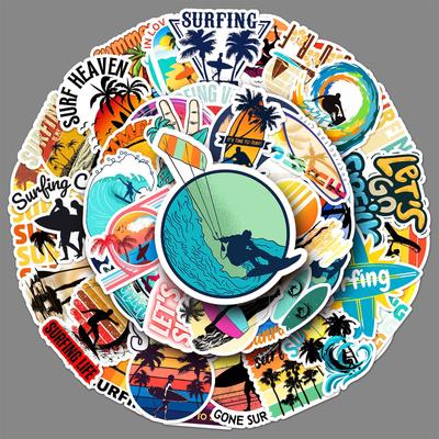 50 Autocollants Graffiti Surf Personnalisés Décoration Sportive Téléphone Portable Planche de Surf Valise Autocollants Tasse à Eau