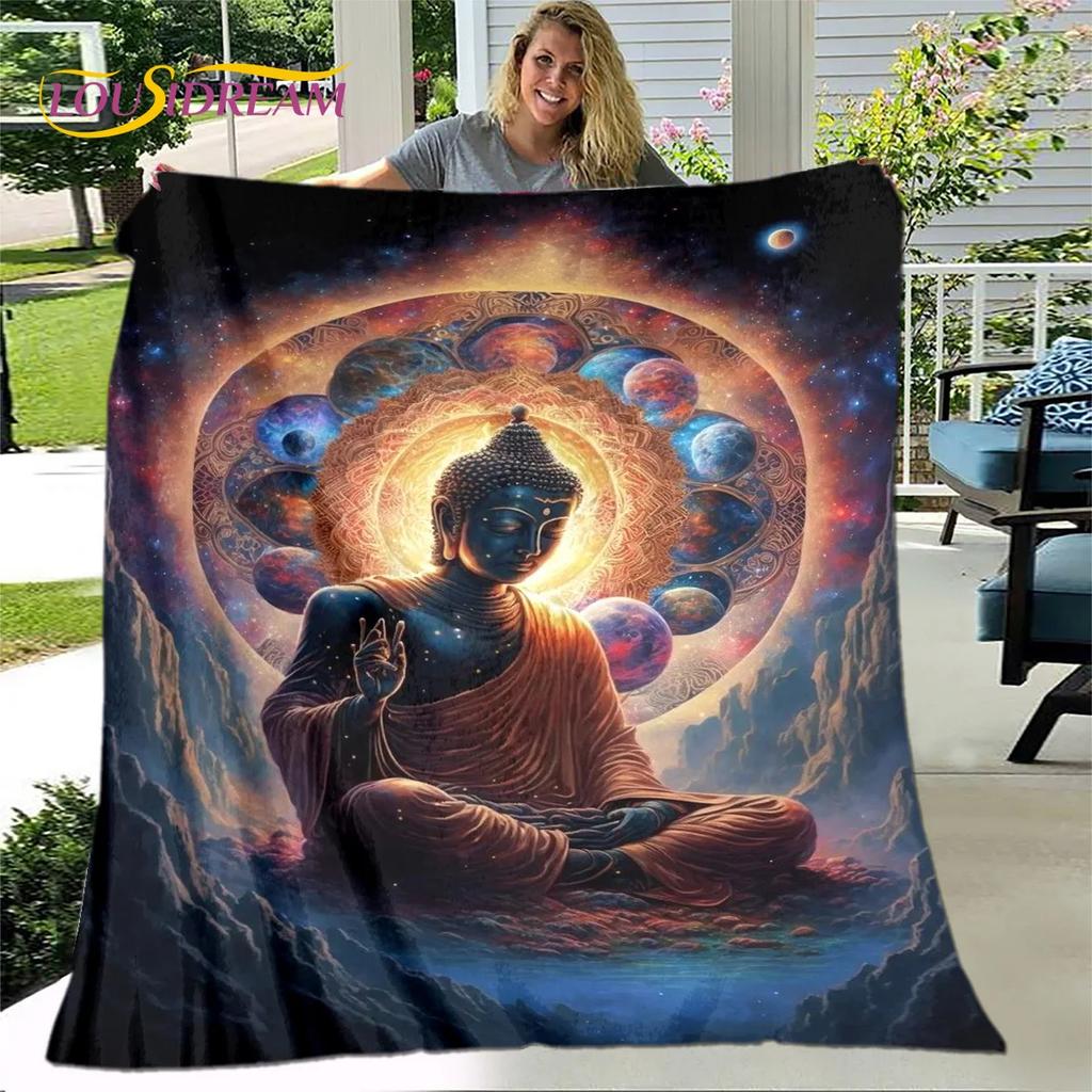 Manta 3D Sakyamuni Buddha Guanyin Bodhisattva budismo fe religión manta suave para el hogar orar dormitorio camas funda de sofá