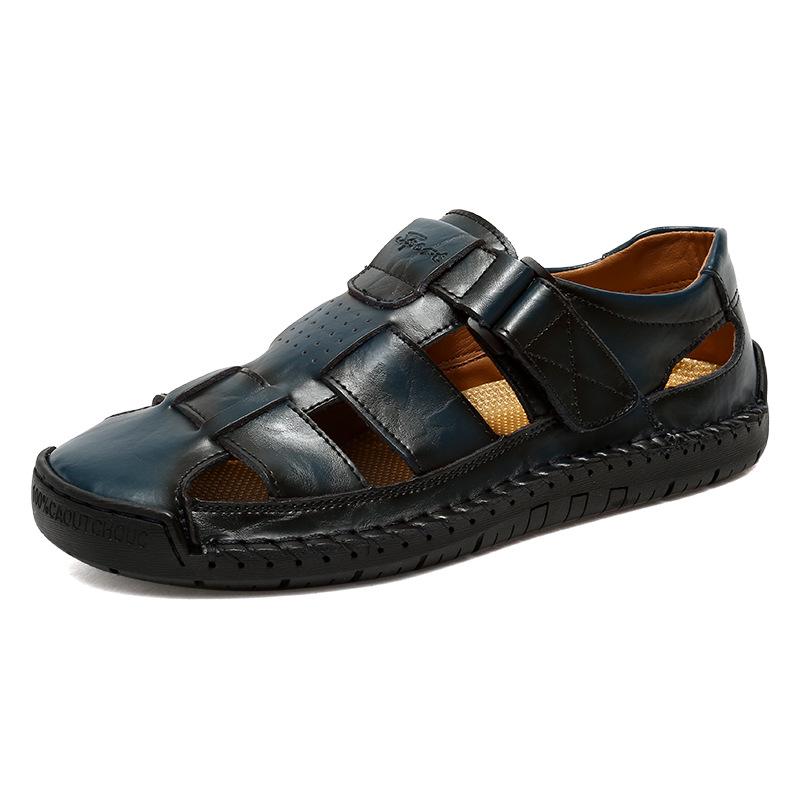 2024 Spring Men's Microfiber Leather Sandals: Closed-Toe, Breathable, Lightweight, and Portable