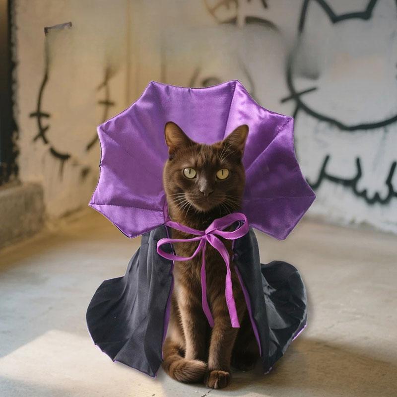 Pet Halloween Cape Dog Cat Funny Costumes with Bat Wings Cosplay Vampire Cloak for Puppy Kitten Party Holiday Decorations