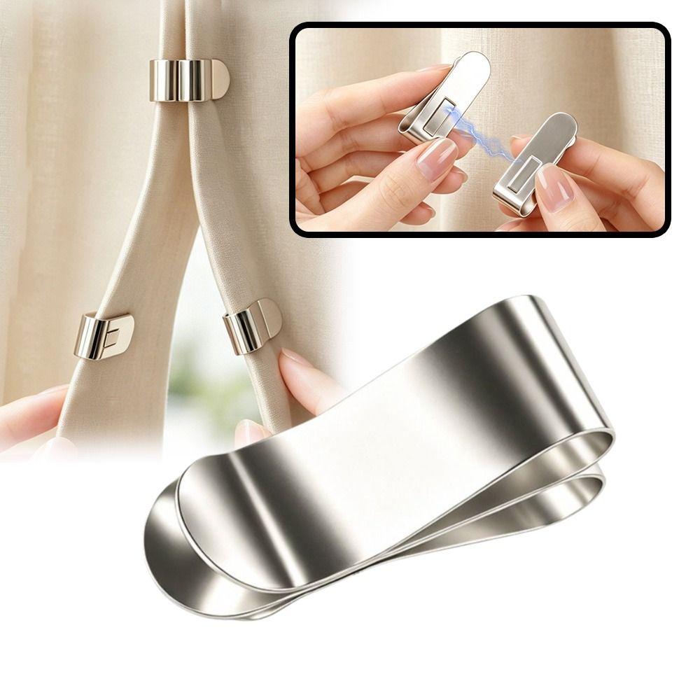 1/5Pair Detachable Magnetic Curtain Clips Drill Free Curtain Holders Office Curtains