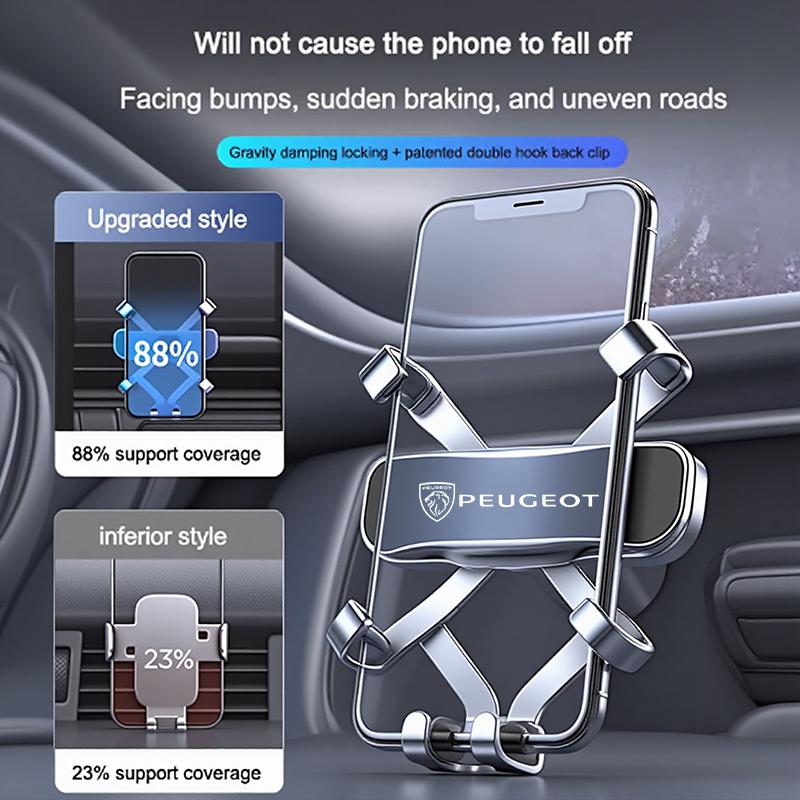 Gravity Phone Holder Car Air Vent Clip Mount Smartphone Stand For Peugeot 206 307 308 3008 207 208 407 408 4008 508 2008 301 205