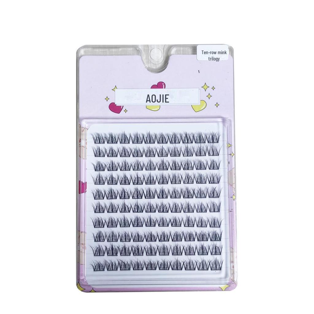 Aoji 5D Mink Velvet Self-Adhesive False Eyelashes: Natural Curved, Single Cluster, Layered Simulation.