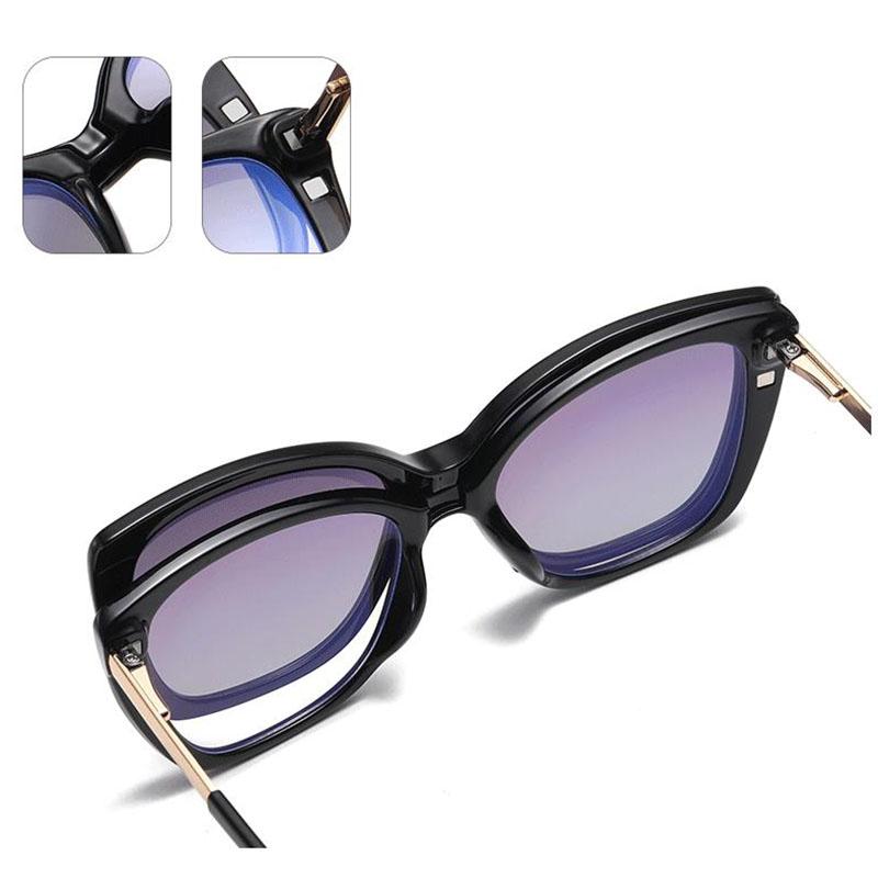 Fashion Women Clip On Glasses Cateye Sunglasses Brand Designer Vintage Eyeglasses Female Anti Blue Light Glasses Gafas