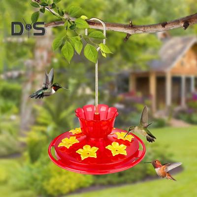 Hummingbird Feeder Leak-proof Design Dish Feeder with 6 Flower-Shaped Feeding Mouths Easy Refill Hummingbird Feeder