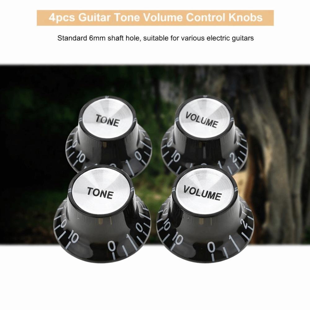 4Pcs Round design Guitar Tone Knobs Black Guitar Knobs Set  Electric Guitars