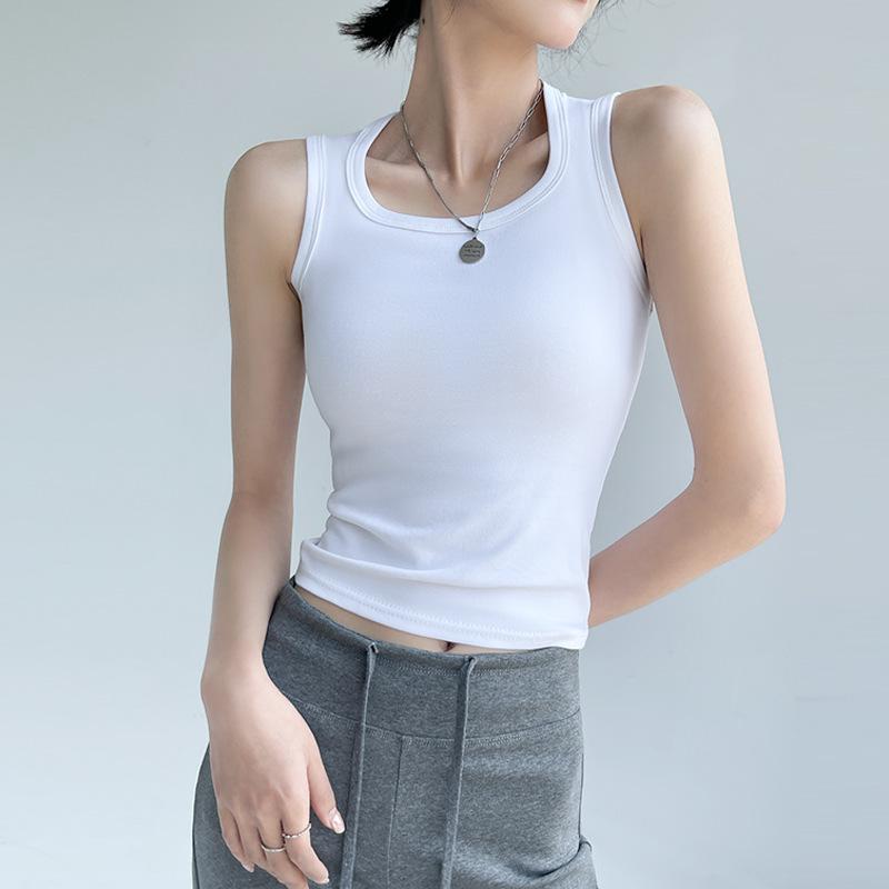 Women's Black Spaghetti Strap Camisole with Chest Pad – Sleeveless Spring Base Layer Top