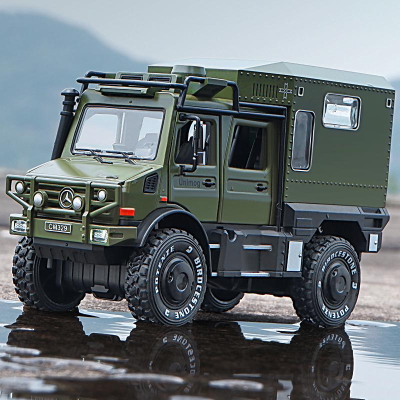 

1:28 Unimog U5000 RV ORV Внедорожник Motorhom Alloy Модель автомобиля Литье под давлением &; Игрушечные машинки Игрушечные машинки Детские игрушки Для детей Подарки
