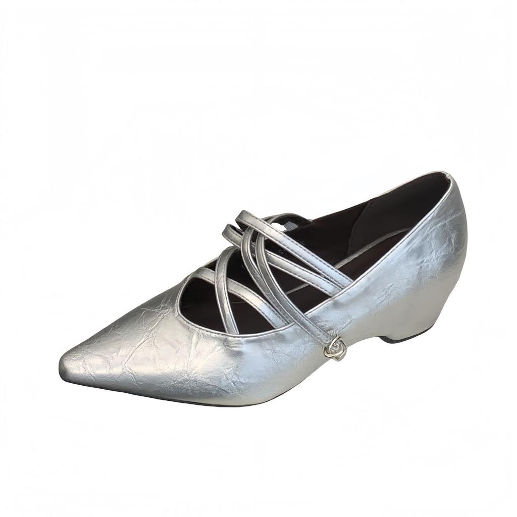 ~ Damen-Einzelschuhe mit flacher Sohle, spitz, Frühling, neu, Fee, Retro, Damenschuhe, schwarz, vielseitig, flacher Absatz, leichter Ausschnitt, weiche Sohle, Oma