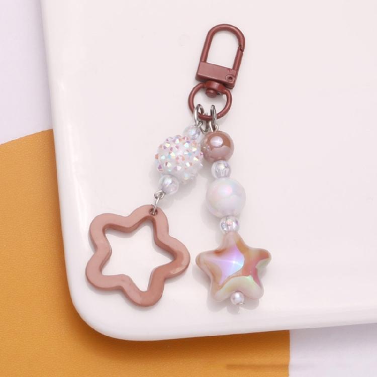 Sweet Gradient Pentagram Star Pendant Keychains Car Keyring Backpack Decoration