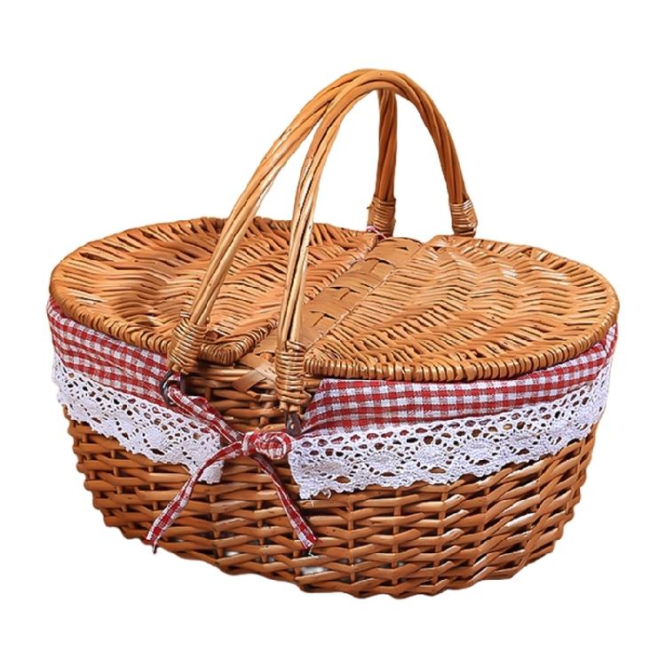 Shopping Storage Hamper Basket Handle Picnics Bag Willow Weaving Storage Hamper for Quality Lifestyle Seekers
