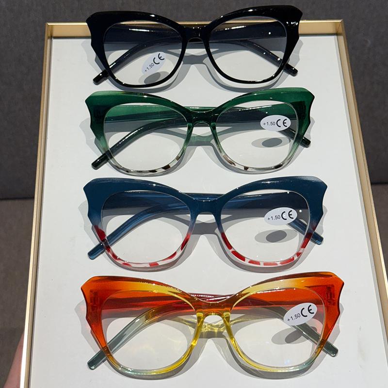 Fashionable Polygonal Cat-Eye Reading Glasses Punk Personality Full Frame Blue Light Blocking Unisex Eyeglasses +1.0 To +4.0
