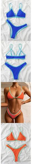 New Multi-Color Patchwork Two-Piece Bikini Set - European & American Style Women's Sexy Swimsuit