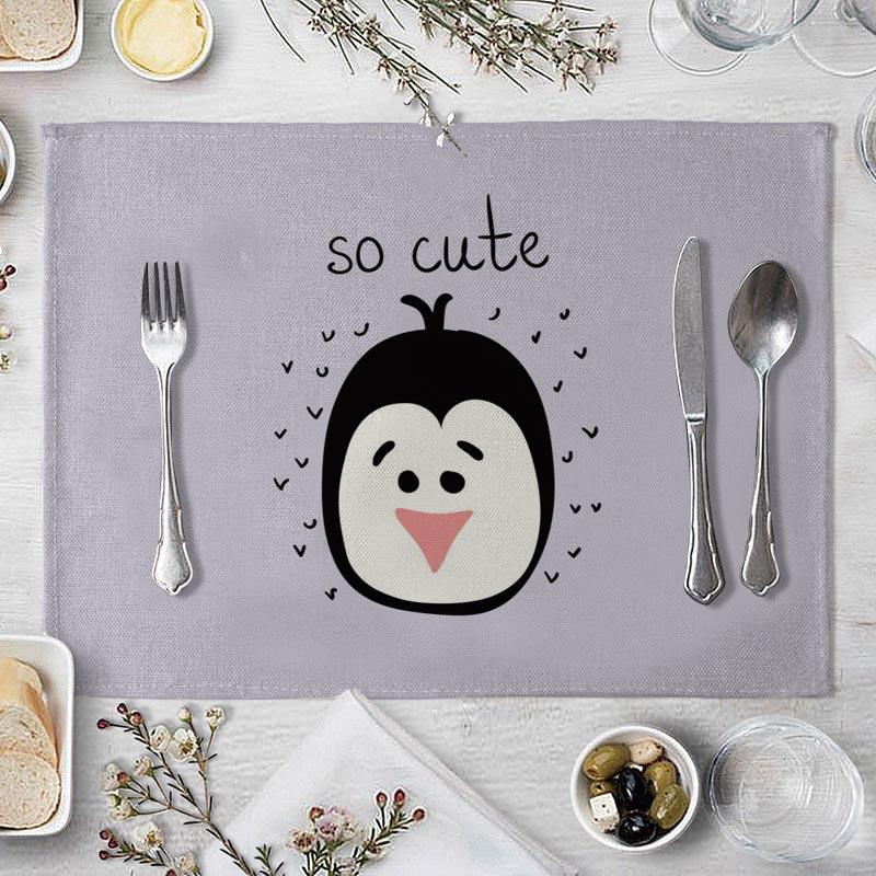 Cotton Linen Fabric Table Mats Children's Cute Animal Style Pattern 01 Placemat Family Dinner Tableware Kitchen Table Mat