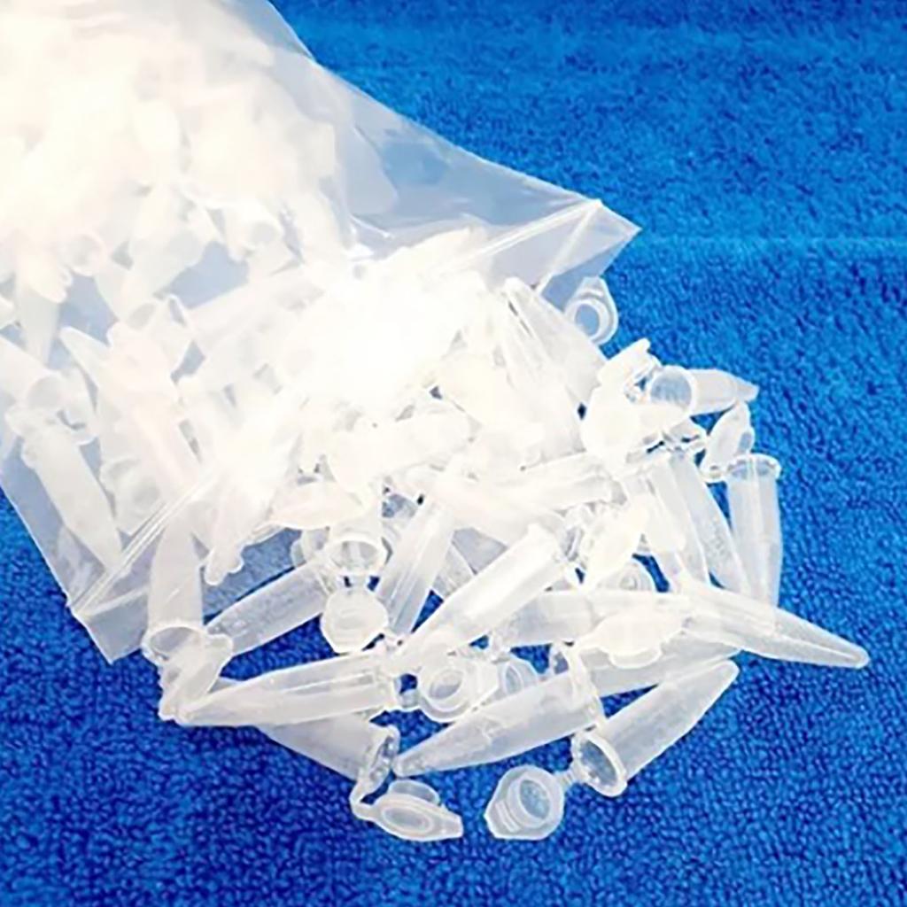 500PCS Mirco Test Tube 1.5ml Plastic Frosted Surface Clear Scale Microcentrifuge Tube with Snap Cap