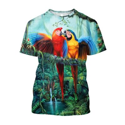 Tricou Jumeast 3D Rainforest Scarlet Macaw Imprimat Bărbați Tricou Grunge Y2K Unisex Baggy Tricou anii 2000 Estetică Îmbrăcăminte pentru tineret T-shirty