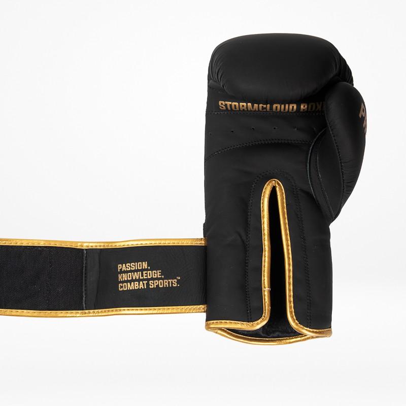 StormCloud Boxing Pro Echte Leder Boxhandschuhe Schwarz/Gold 12oz