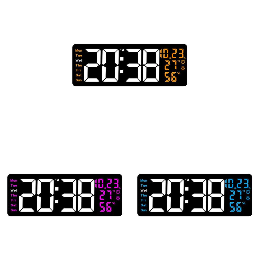 Modern Digital Wall Clock With Led Display And Temperature Humidity For Living Room And Office