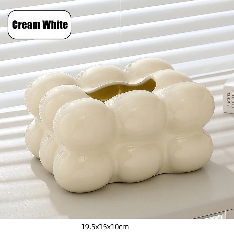 Cute Tissue Box Holder Case Korean Style Tissue Holder Cute Ball Ceramic Napkin Holder Nordic Home Decor Living Room Decoration