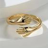 Huitan Noble Hand Hug Opening Rings For Women Glossy Charming Adjustable Accessories For Party Exquisite Warming Elegant Jewelry
