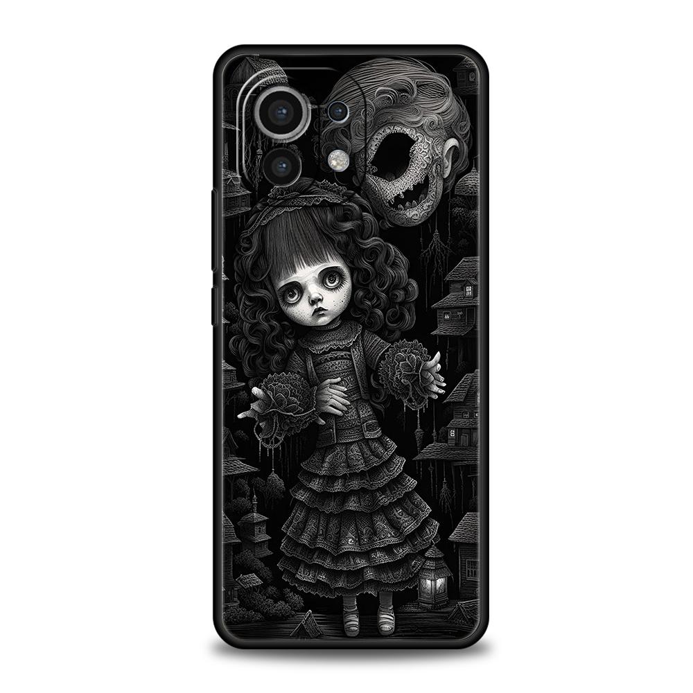 Phone Case Cover for Xiaomi Poco F7 F6 F5 F4 F3 X7 X6 X5 X4 X3 NFC M4 C51 C55 GT Pro Soft TPU Dark Cute Girl Doll Art Creative