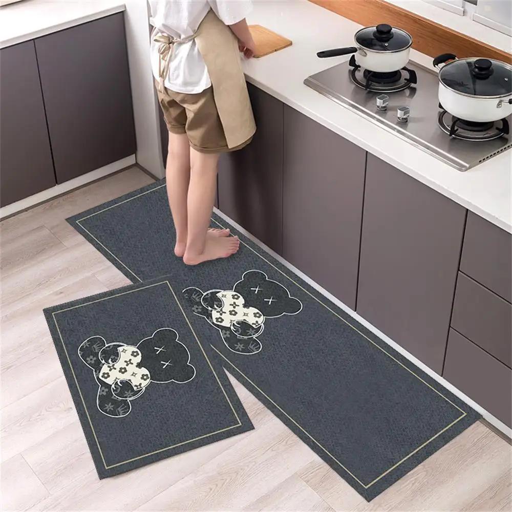 Tapis de sol de cuisine, chambre à coucher, salon, long tapis de chevet, couloir, doux, lavable, antidérapant, paillasson d'entrée de salle de bain