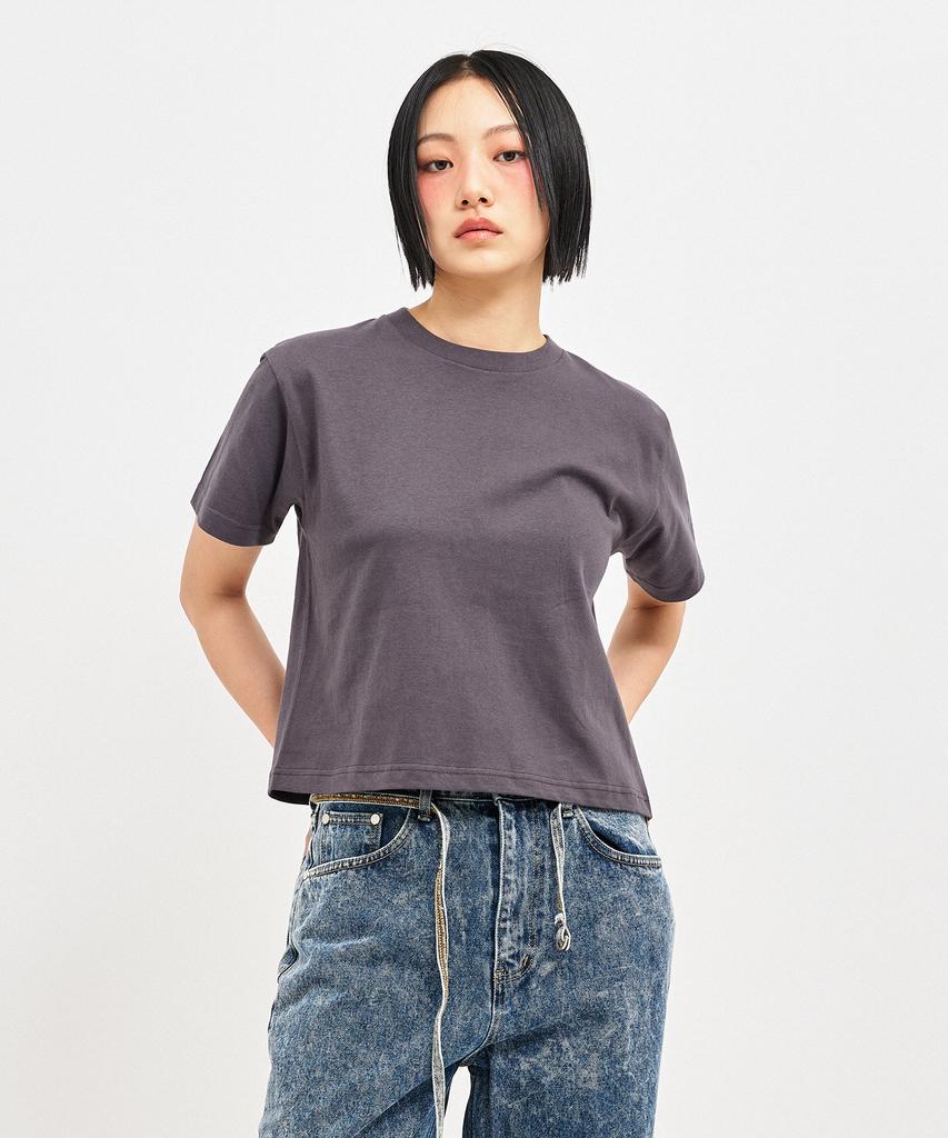C WEAR BY THE GENIUS Oversized Crop T-Shirt Charcoal