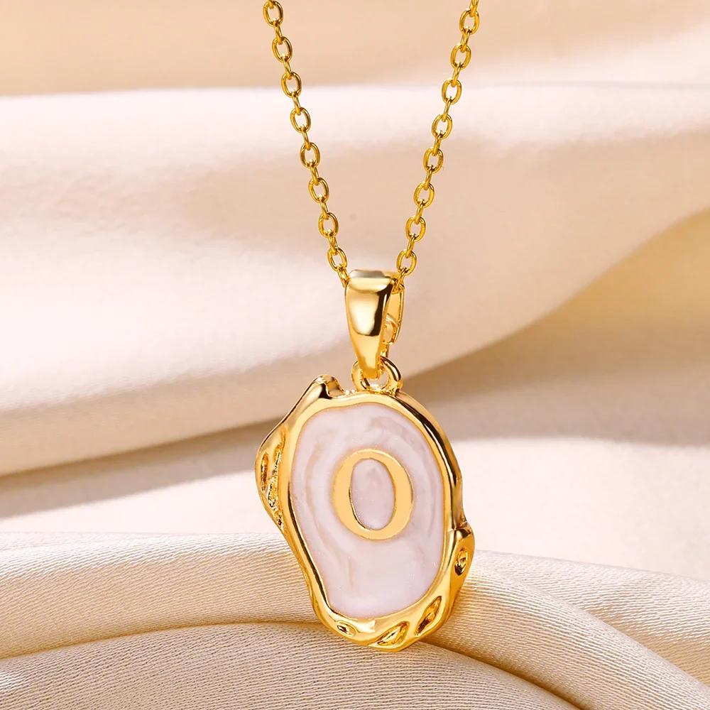 Y2K Metal Drip Oil 26 Letter Necklaces for Women Men Alphabet A-Z Initials Pendant Necklace Aesthetic Jewelry Gift